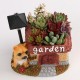 LED Cute Dog Succulent Flower Pot with Drainage Resin Small Flower Pot Garden Plants Pot Desk Flower Decoration