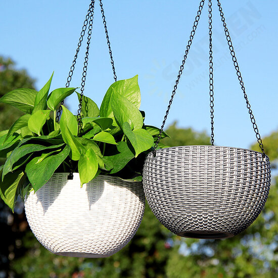 Large Rattan Plaited Hanging Plant Pots Flower Baskets Rope Flower Pot