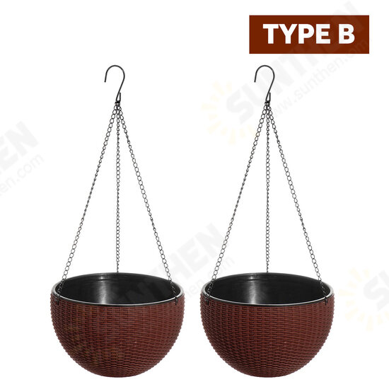 Large Rattan Plaited Hanging Plant Pots Flower Baskets Rope Flower Pot