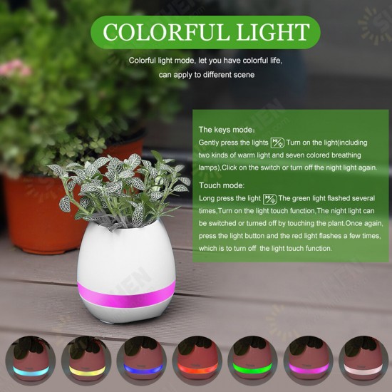 Music Flower Pot Smart Touch Plant Play Sevven Color Lamp Piano LED Lamp Light bluetooth