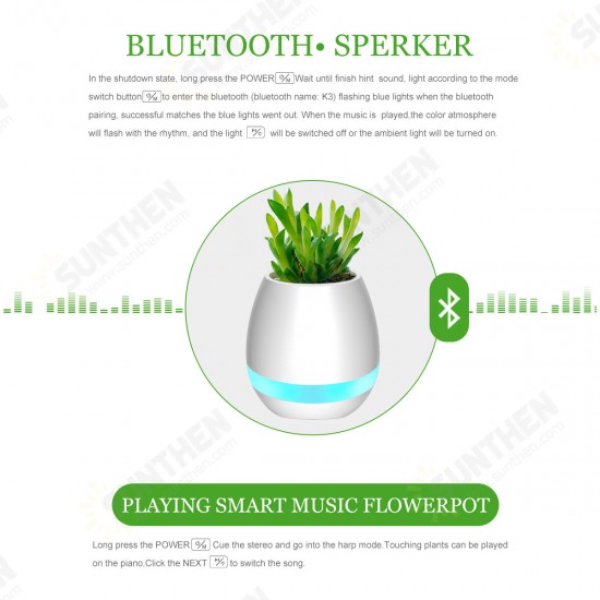 Music Flower Pot Smart Touch Plant Play Sevven Color Lamp Piano LED Lamp Light bluetooth