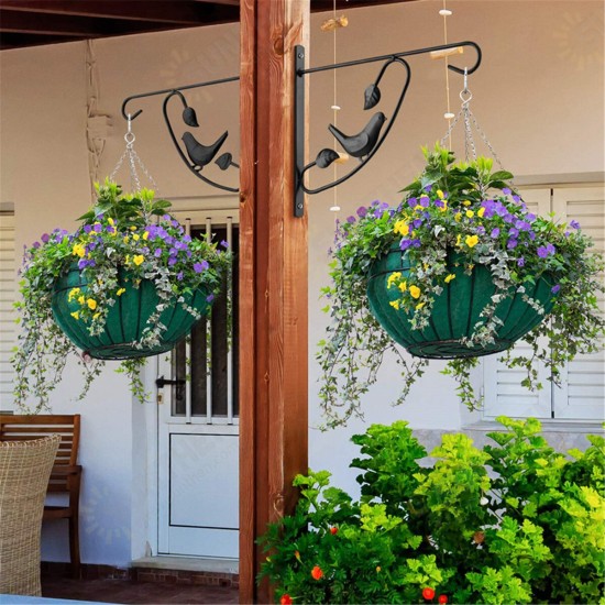 Plant Hanger Wall Bracket Iron Basket Rack Hook Garden Flower Pot Holder Black