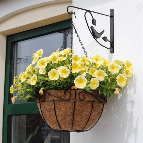 Plant Hanger Wall Bracket Iron Basket Rack Hook Garden Flower Pot Holder Black