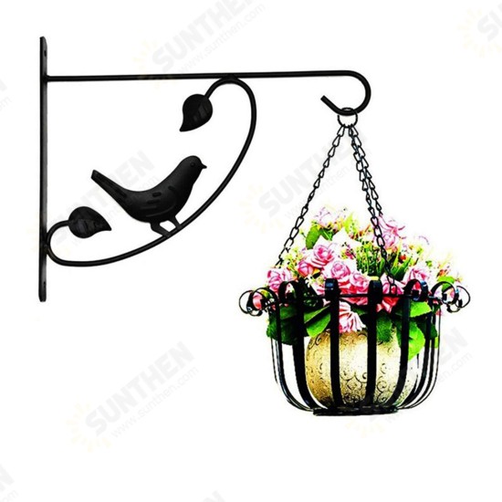 Plant Hanger Wall Bracket Iron Basket Rack Hook Garden Flower Pot Holder Black