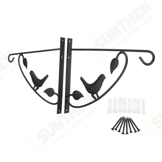 Plant Hanger Wall Bracket Iron Basket Rack Hook Garden Flower Pot Holder Black