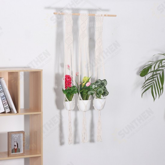 Pot Holder Macrame Plant Hanger Hanging Planter Basket Hemp Rope Braided for Home Decoration