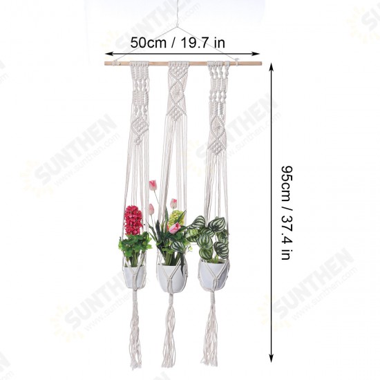 Pot Holder Macrame Plant Hanger Hanging Planter Basket Hemp Rope Braided for Home Decoration