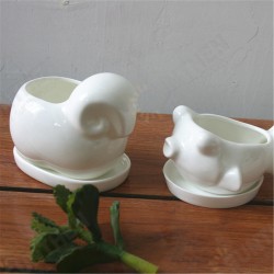 Rabbit Ceramic Flower Pot Planter Outdoor Indoor Decoration with Round Tray Rabbit Ceramic Flower Pot Planter Outdoor Indoor Decoration with Round Tray