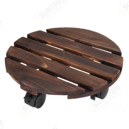 Round Wooden Plant Caddy Potted Plant Stand Flower Pot Holder