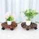 Round Wooden Plant Caddy Potted Plant Stand Flower Pot Holder