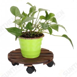 Round Wooden Plant Caddy Potted Plant Stand Flower Pot Holder Round Wooden Plant Caddy Potted Plant Stand Flower Pot Holder