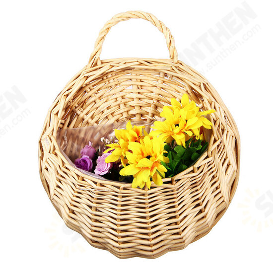 Rustic Wicker Rattan Wall Hanging Flower Baskets Pot Home Balcony Wedding Decor Gift