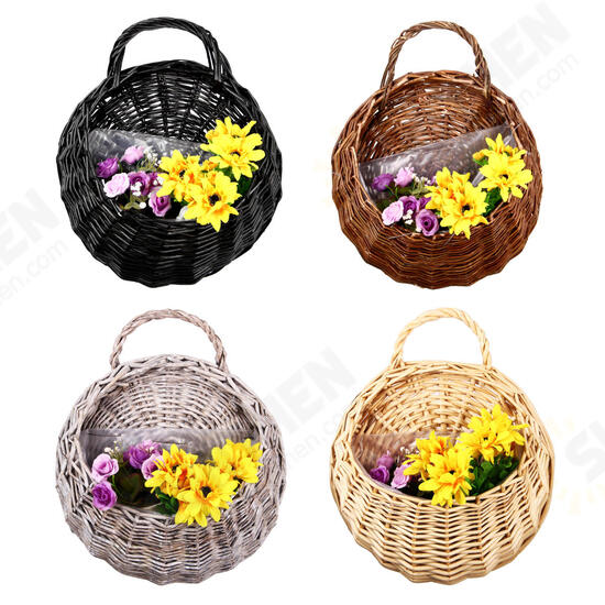 Rustic Wicker Rattan Wall Hanging Flower Baskets Pot Home Balcony Wedding Decor Gift