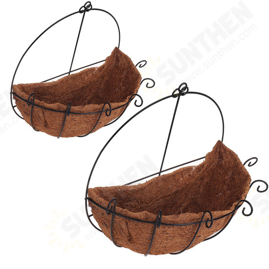 Semicircle Flower Basket Plant Pot Holder Wall Hanging Baskets Metal Flower Pot Planter for Home Garden Balcony Decoration Container