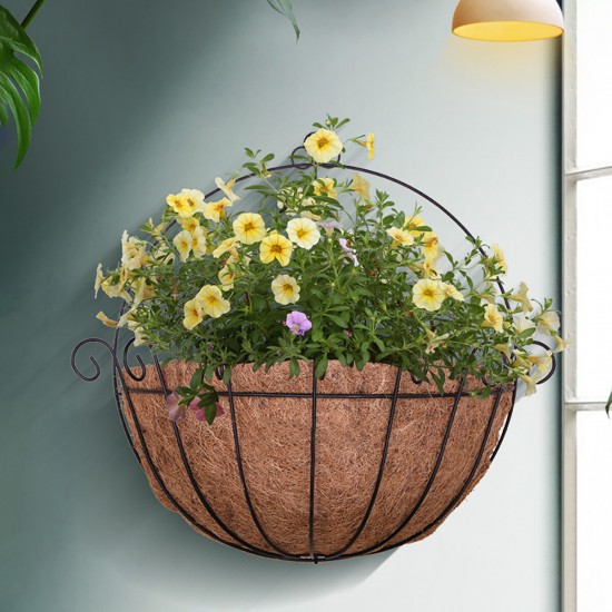 Semicircle Flower Basket Plant Pot Holder Wall Hanging Baskets Metal Flower Pot Planter for Home Garden Balcony Decoration Container