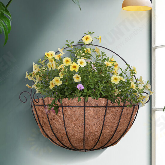 Semicircle Flower Basket Plant Pot Holder Wall Hanging Baskets Metal Flower Pot Planter for Home Garden Balcony Decoration Container