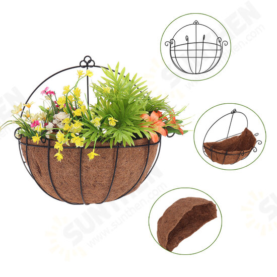 Semicircle Flower Basket Plant Pot Holder Wall Hanging Baskets Metal Flower Pot Planter for Home Garden Balcony Decoration Container