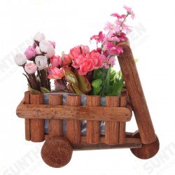 Small Cart Flower Pot Wooden Wheelbarrow Planter Succulent Container Ornament Small Cart Flower Pot Wooden Wheelbarrow Planter Succulent Container Ornament