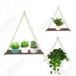 Wooden Hanging Shelf Swing Floating Shelves Rope Wall Display Rack Decorate Wooden Hanging Shelf Swing Floating Shelves Rope Wall Display Rack Decorate