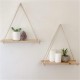 Wooden Hanging Shelf Swing Floating Shelves Rope Wall Display Rack Decorate