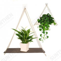 Wooden Hanging Shelf Swing Floating Shelves Rope Wall Display Rack Decorate Wooden Hanging Shelf Swing Floating Shelves Rope Wall Display Rack Decorate