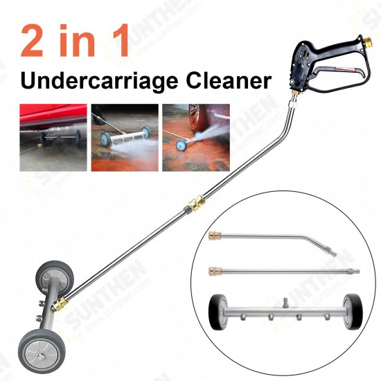 2 IN 1 Pressure Washer Undercarriage Cleaner 4000PSI Underbody Car Wash Broom US