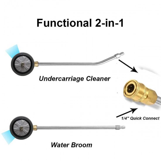 2 IN 1 Pressure Washer Undercarriage Cleaner 4000PSI Underbody Car Wash Broom US