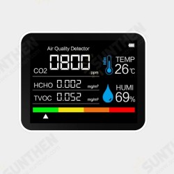 5in1 Portable CO2 Detector Air Quality Intelligent Detector Temperature Humidity Sensor Tester Monitor TVOC Formaldehyde Detection HCHO Detector 5in1 Portable CO2 Detector Air Quality Intelligent Detector Temperature Humidity Sensor Tester Monitor TVOC Formaldehyde Detection HCHO Detector
