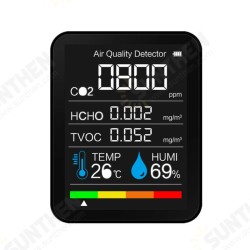 5in1 Portable CO2 Detector Air Quality Intelligent Detector Temperature Humidity Sensor Tester Monitor TVOC Formaldehyde Detection HCHO Detector 5in1 Portable CO2 Detector Air Quality Intelligent Detector Temperature Humidity Sensor Tester Monitor TVOC Formaldehyde Detection HCHO Detector