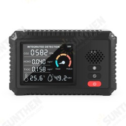 5 In 1 Portable CO2/HCHO/TVOC Detector Air Quality Monitor Temperature and Humidity Sensor Carbon Dioxide Formaldehyde Detection 5 In 1 Portable CO2/HCHO/TVOC Detector Air Quality Monitor Temperature and Humidity Sensor Carbon Dioxide Formaldehyde Detection
