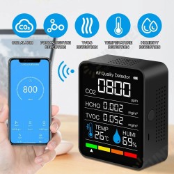 5-In-1 bluetooth-Connected Carbon Dioxide Detector for Detecting TVOC Formaldehyde Concentrated Air Quality Temperature Humidity CO2