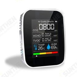 5 in 1 CO2 Meter Digital Temperature Humidity Sensor Tester Air Quality Monitor Carbon Dioxide Formaldehyde TVOC HCHO Detector 5 in 1 CO2 Meter Digital Temperature Humidity Sensor Tester Air Quality Monitor Carbon Dioxide Formaldehyde TVOC HCHO Detector