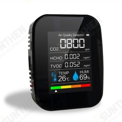 5 in 1 CO2 Meter Digital Temperature Humidity Sensor Tester Air Quality Monitor Carbon Dioxide Formaldehyde TVOC HCHO Detector 5 in 1 CO2 Meter Digital Temperature Humidity Sensor Tester Air Quality Monitor Carbon Dioxide Formaldehyde TVOC HCHO Detector