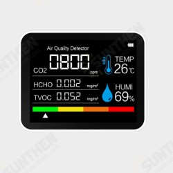 5in1 Portable 400-5000PPM CO2 Air Quality Detector Intelligent Temperature and Humidity Sensor Tester Monitor TVOC Formaldehyde HCHO Detector 5in1 Portable 400-5000PPM CO2 Air Quality Detector Intelligent Temperature and Humidity Sensor Tester Monitor TVOC Formaldehyde HCHO Detector