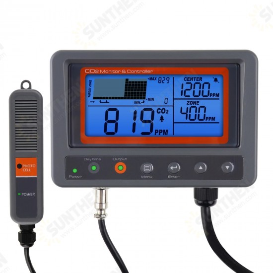 AZ7530 Carbon Dioxide CO2 IAQ Monitor Controller with Relay Function NDIR Sensor Probe for Green House Home/ Office/Factory