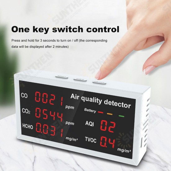 CO CO2 HCHO TVOC AQI Tester Detector LED Digital Air Quality Monitor Indoor Outdoor Gas Analyzer