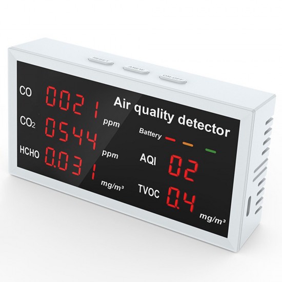 CO CO2 HCHO TVOC AQI Tester Detector LED Digital Air Quality Monitor Indoor Outdoor Gas Analyzer