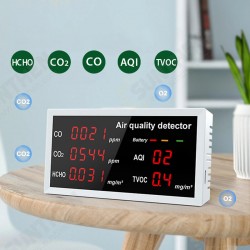 CO CO2 HCHO TVOC AQI Tester Detector LED Digital Air Quality Monitor Indoor Outdoor Gas Analyzer CO CO2 HCHO TVOC AQI Tester Detector LED Digital Air Quality Monitor Indoor Outdoor Gas Analyzer