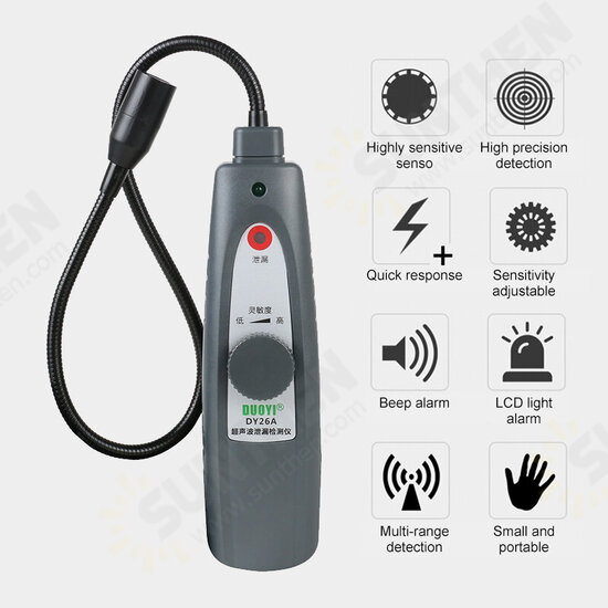 DY26A Ultrasonic Leak Detector Tool Gas Water Leak Pressure Vacuum Probes Ultrasonic Transmitter Flaw Detector Stethoscope