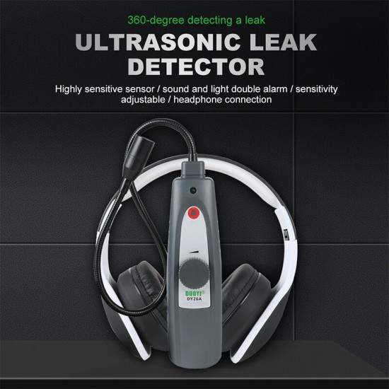 DY26A Ultrasonic Leak Detector Tool Gas Water Leak Pressure Vacuum Probes Ultrasonic Transmitter Flaw Detector Stethoscope