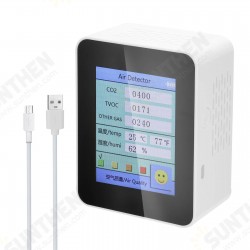 Household Air Quality Detector CO2 Tester with Carbon Dioxide TVOC Value Electricity Quantity Temperature Humidity Display Household Air Quality Detector CO2 Tester with Carbon Dioxide TVOC Value Electricity Quantity Temperature Humidity Display