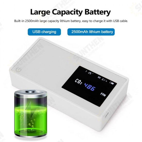 Household Air Quality Detector CO2 Tester with Electricity Quantity Temperature Humidity Display