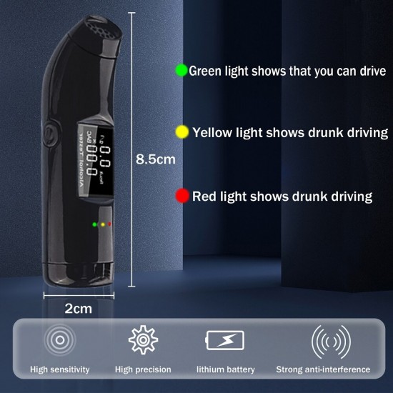Non-contact Digital Alcohol Breath Tester LCD Screen Gas Detector Analyzer Meter Car Alcohol Tester USB Charging