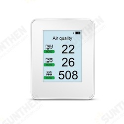 P1 CO2/PM2.5/PM10/PM1.0 WIFI Carbon Dioxide Detector Air Quality Monitor with 2.8inch TFT Color LED Backlight LCD Built-in 2600MA Lithium Battery