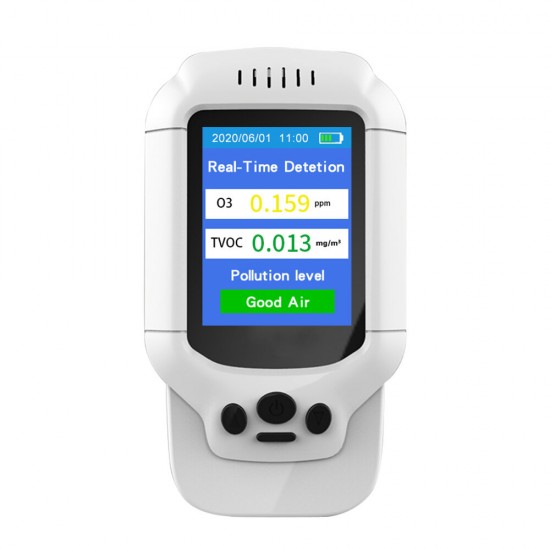 PM2.5 O3 Ozone Detector TVOC Air Quality Tester USB Instrument 2.8 LCD Screen Carbon Dioxide Formaldehyde Dust Haze Meter
