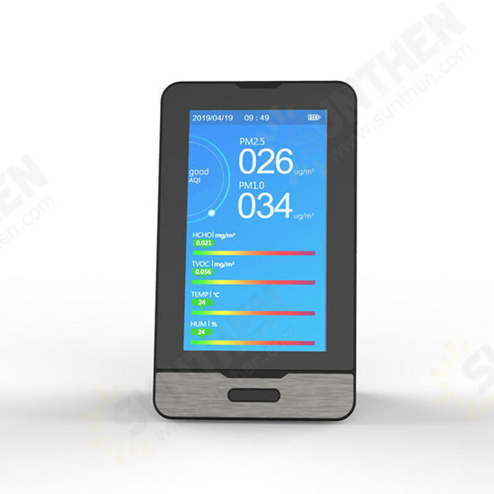 PM2.5 PM1.0 PM10 Temperature Humidity Air Quality Monitor 4.3 Inch LED Display Intelligent HCHO TOVC Gas Detector