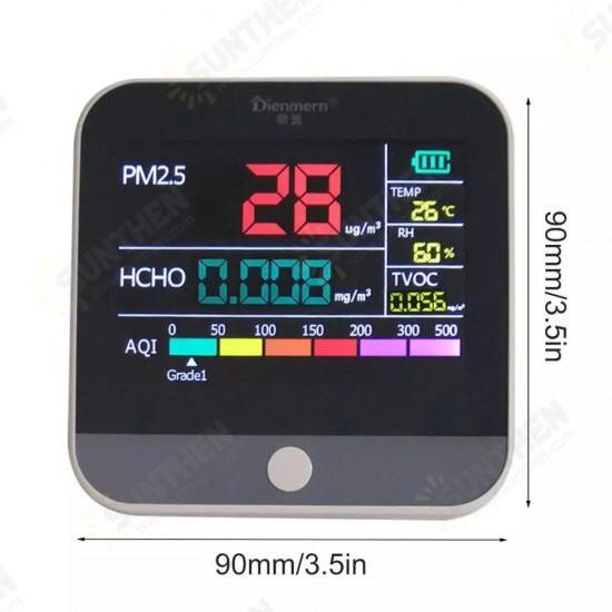 PM2.5 Check TVOC Air Quality Monitor Analyzer Gas Detector Temperature Humidity AQI Smart Calibration Indoor Meter