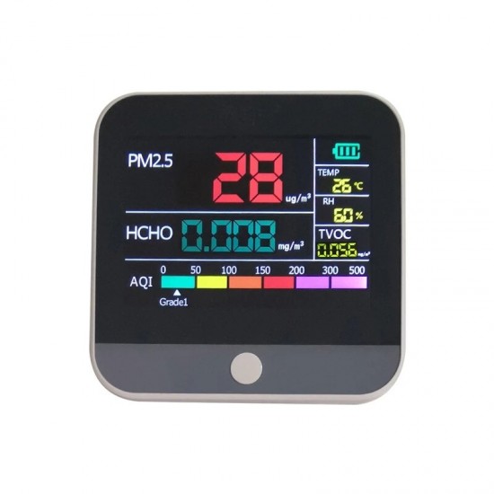 PM2.5 Check TVOC Air Quality Monitor Analyzer Gas Detector Temperature Humidity AQI Smart Calibration Indoor Meter