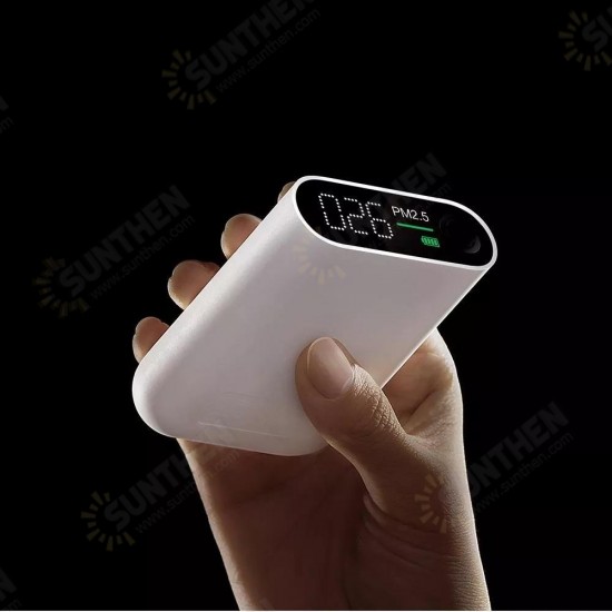 PM2.5 Air Detector Portable Sensitive Air Quality Tester LED Screen Three-color Digital Indicator Laser Sensor Rechargeable Lithium Battery - White