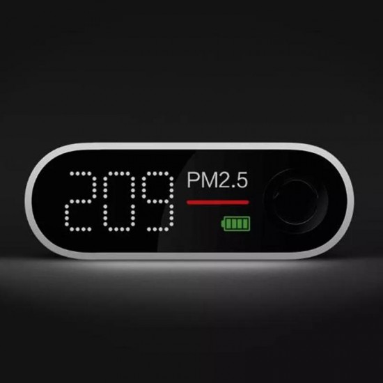 PM2.5 Air Detector Portable Sensitive Air Quality Tester LED Screen Three-color Digital Indicator Laser Sensor Rechargeable Lithium Battery - White